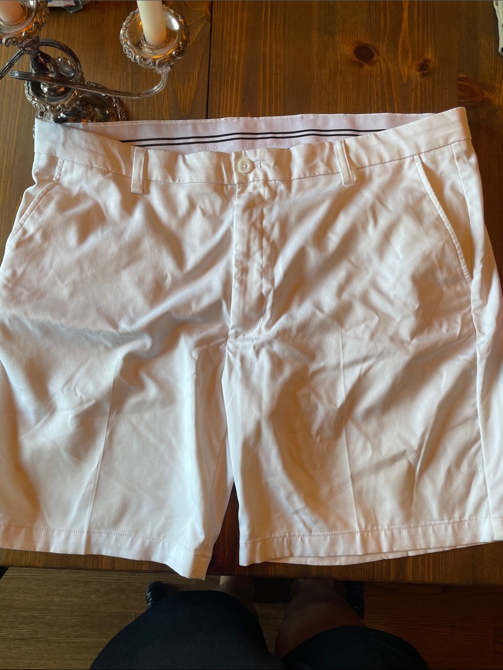 Men's White Stretch Casual Shorts 42